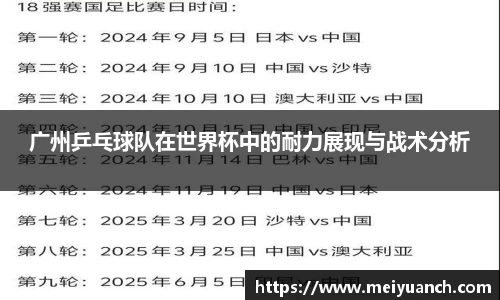 广州乒乓球队在世界杯中的耐力展现与战术分析